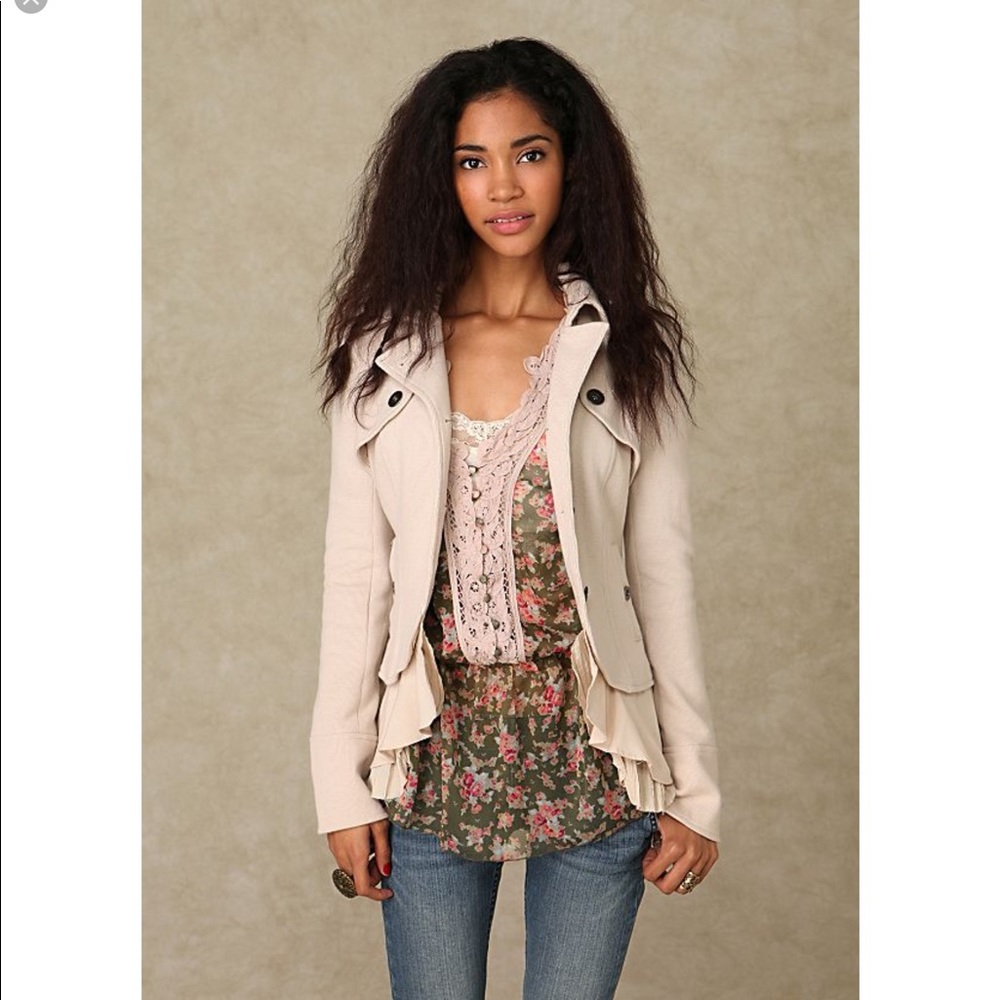 Free People Military Ruffle blazer